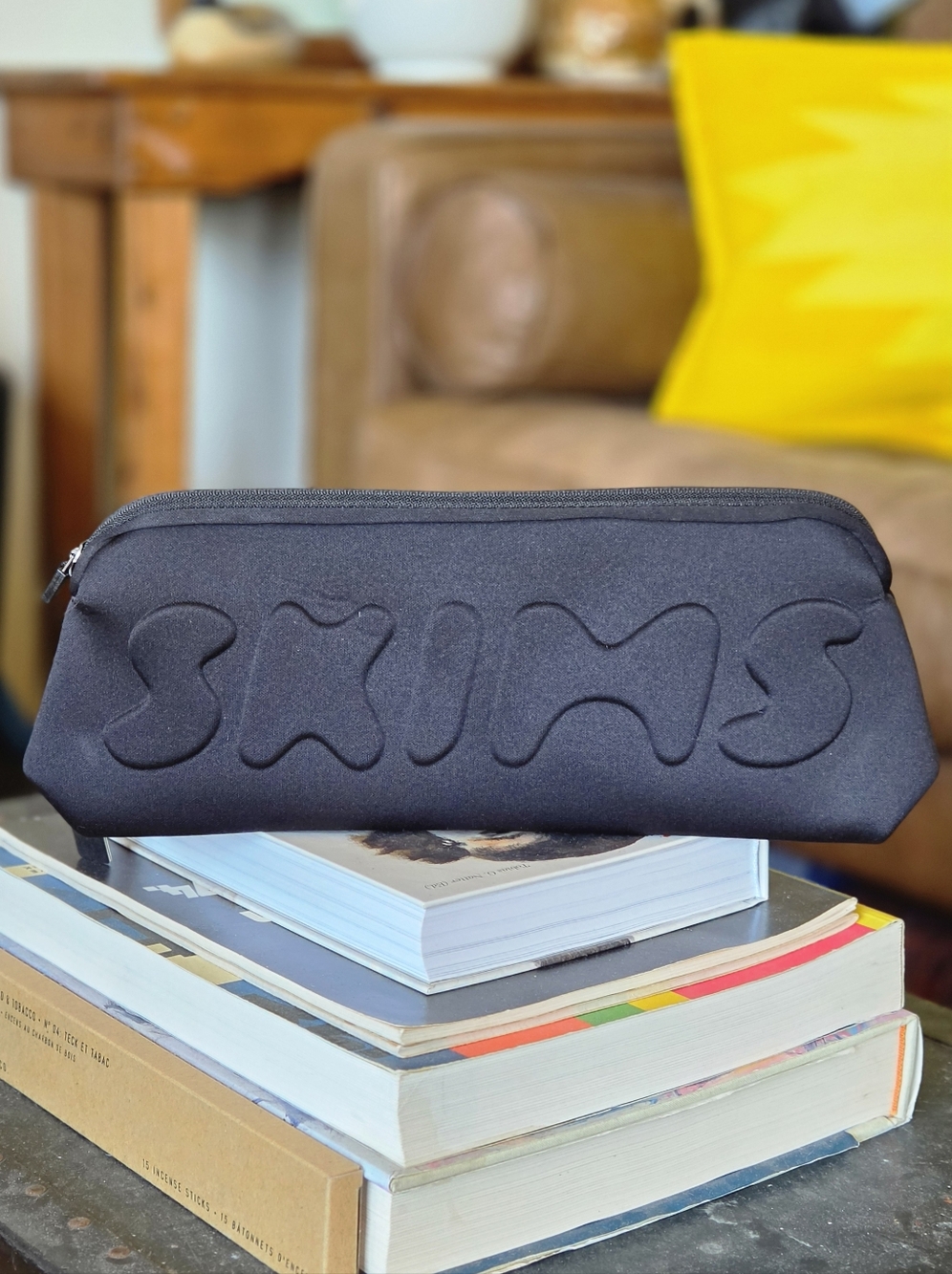 SKIMS Black Neoprene Toiletry Pouch Makeup Bag